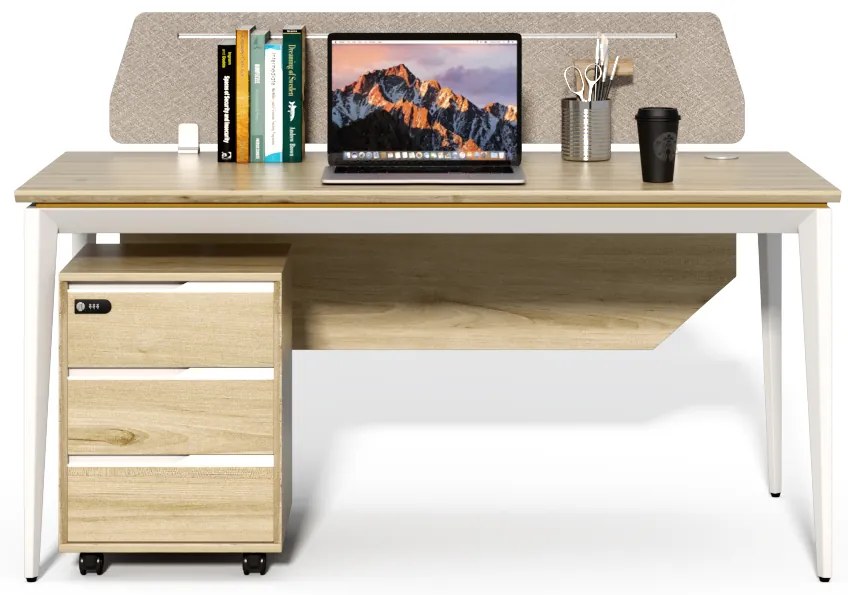 Kancelársky stôl s kontajnerom Houseland Profit Max 01 1608 dub/biela