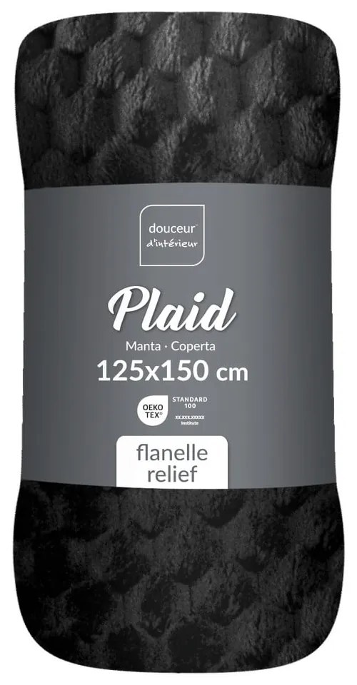 Čierna deka z mikroflanelu 125x150 cm Mini Frosty – douceur d'intérieur