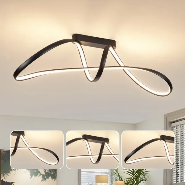 Brilagi-LED Stmievateľný prisadený luster TWISTER LED/60W/230V 3000-6000K čierny s diaľkovým ovládaním