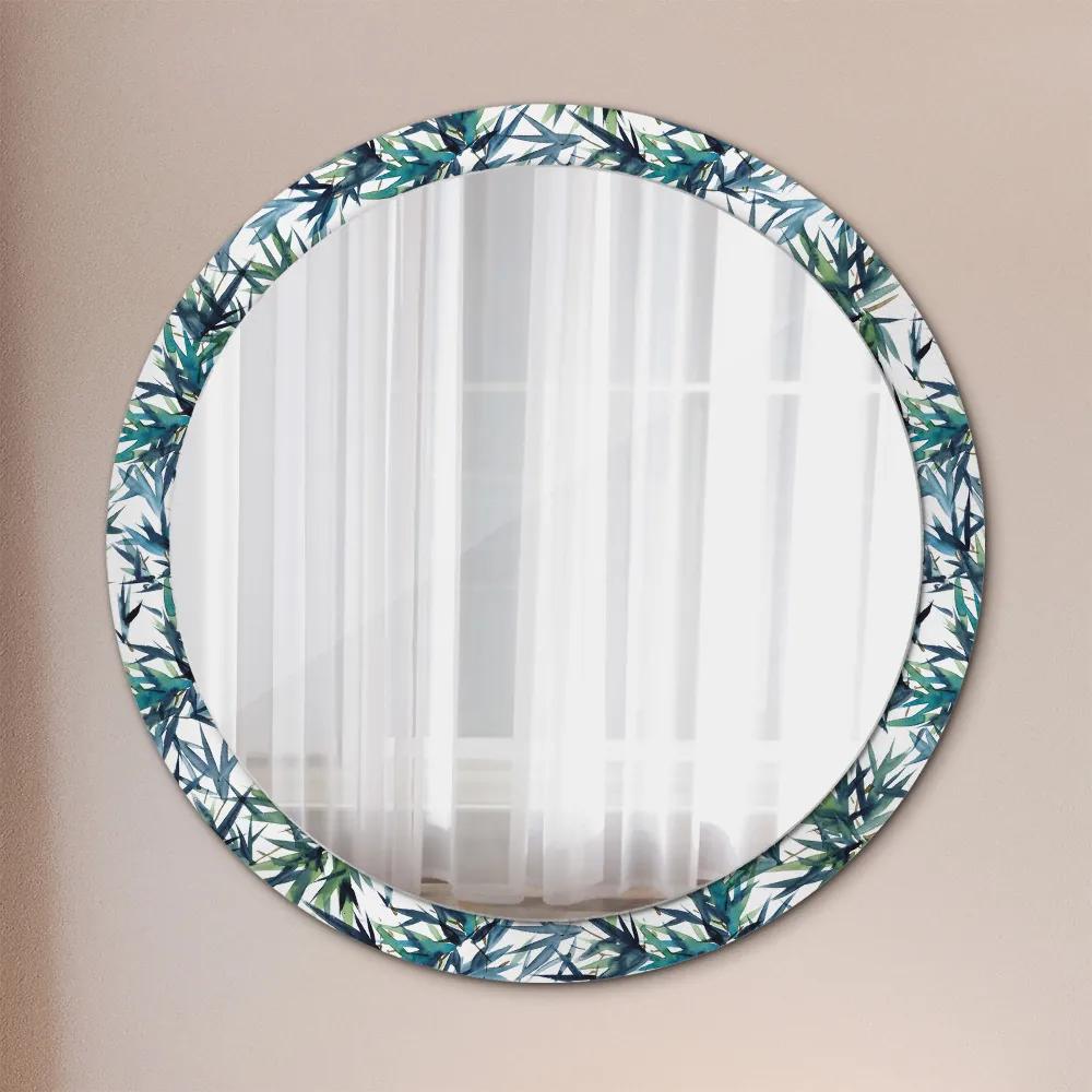 Okrúhle dekoračné zrkadlo s motívom Modré palmy fi 100 cm
