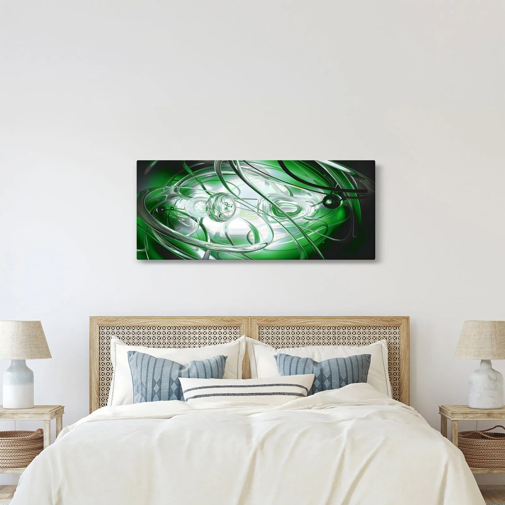 Zelený abstraktný obraz (120x50 cm)