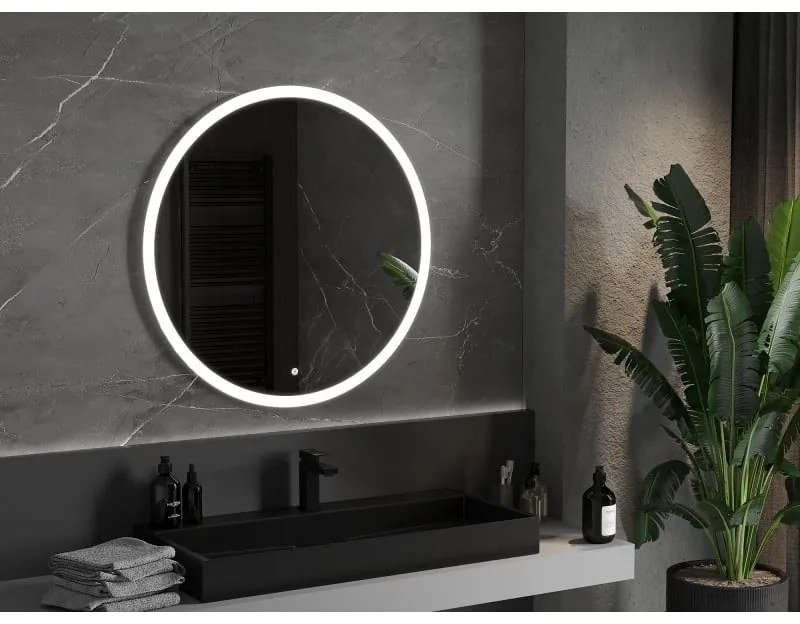 Mexen Oro, okrúhle LED podsvietené kúpeľňové zrkadlo 90 cm, 6000K, vykurovacia podložka proti zahmlievaniu, 9824-090-090-611-00
