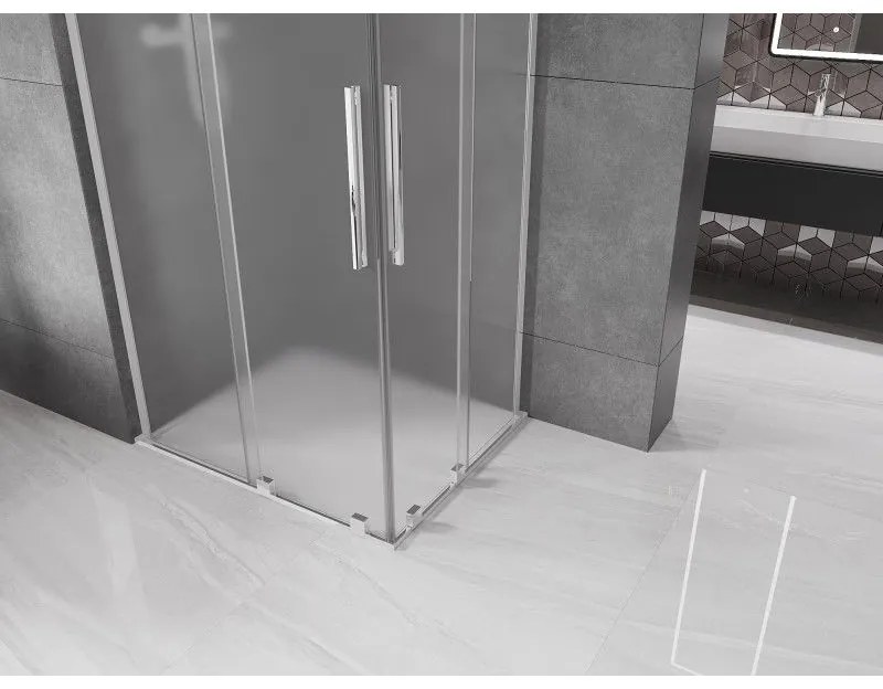 Mexen Velar L Duo, sprchový kút s posuvnými dverami 100 x 90 cm, 8mm sklo námraza, chrómová, 871-100-090-02-33-01