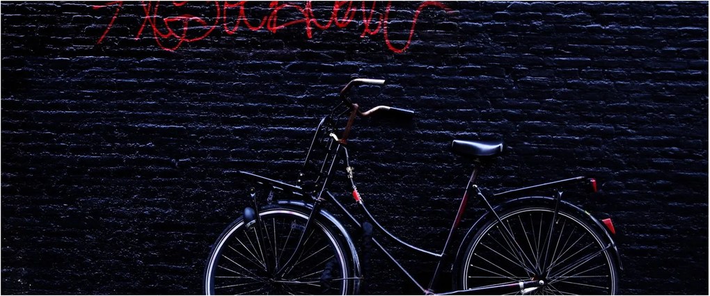 Obraz bicykla v Amsterdame (120x50 cm)