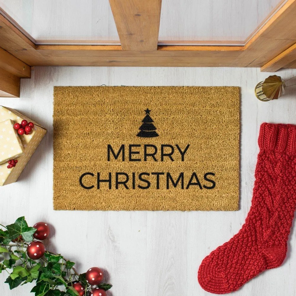 Rohožka s vianočným motívom z kokosového vlákna 40x60 cm Merry Christmas – Artsy Doormats