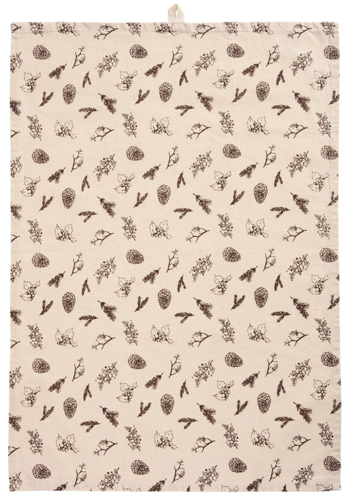 Ib Laursen Bavlnená utierka Jolly Brown Cones and Twigs