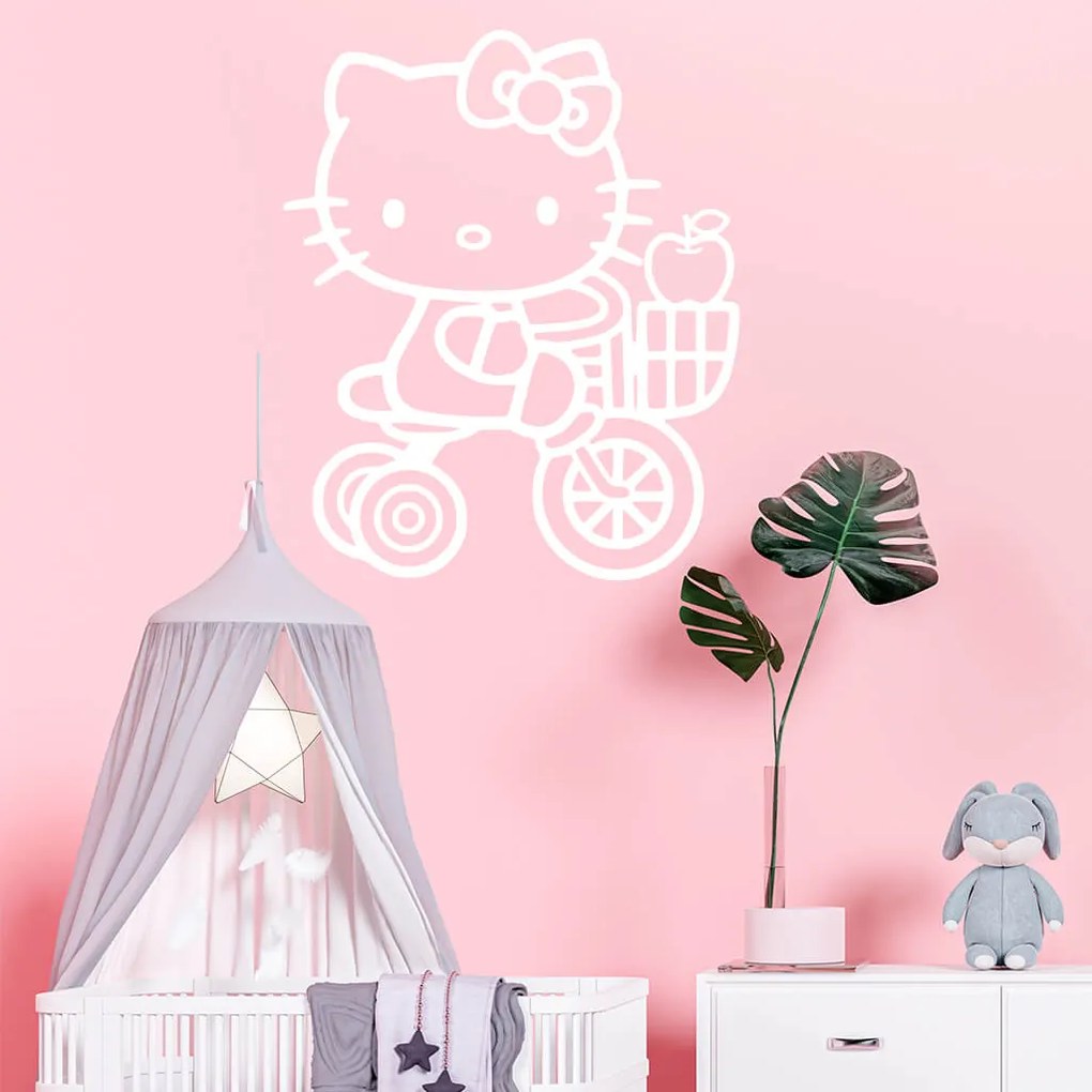 Veselá Stena Samolepka Mačička Hello Kitty Farba: oranžová, Veľkosť: 100 x 83 cm