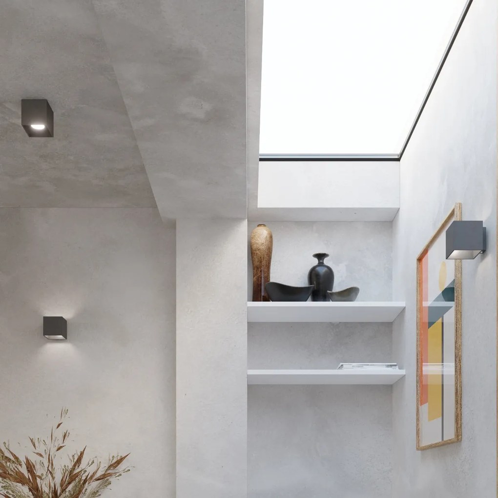 Nástenné svietidlo Quad, 1x tmavosivé kovové tienidlo