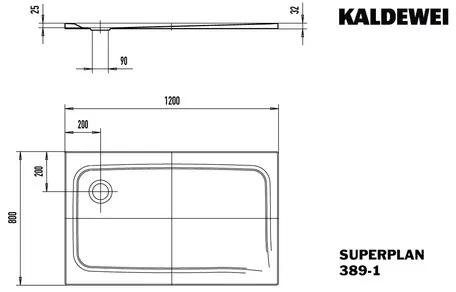 Sprchová vanička KALDEWEI Superplan 800 x 1200 x 25 mm alpská biela Protišmyková povrchová úprava Matná 447300012711