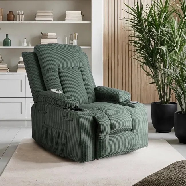 Polohovacie masážne kreslo Falcon zelená menčester