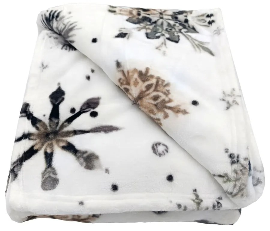 Biela mikroplyšová deka s vianočným motívom 150x200 cm Nord Flake – My House