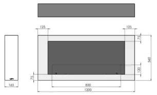 InFire - Nástenný BIO krb 120x56 cm čierna