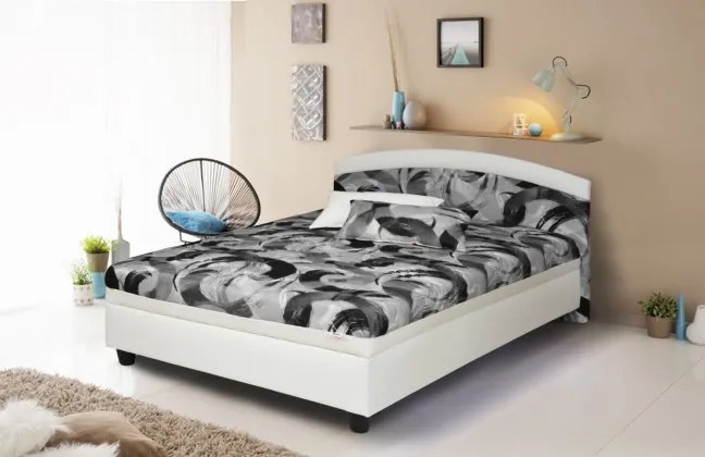 Čalúnená posteľ Zonda 120x200, šedá/biela, vrátane matracov a úp