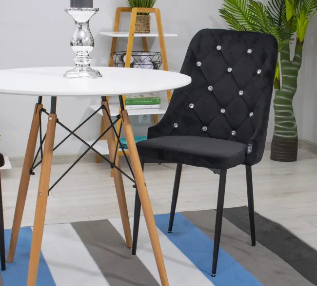 Set troch jedálenských stoličiek AMORE čierne (nohy čierne) (3ks)