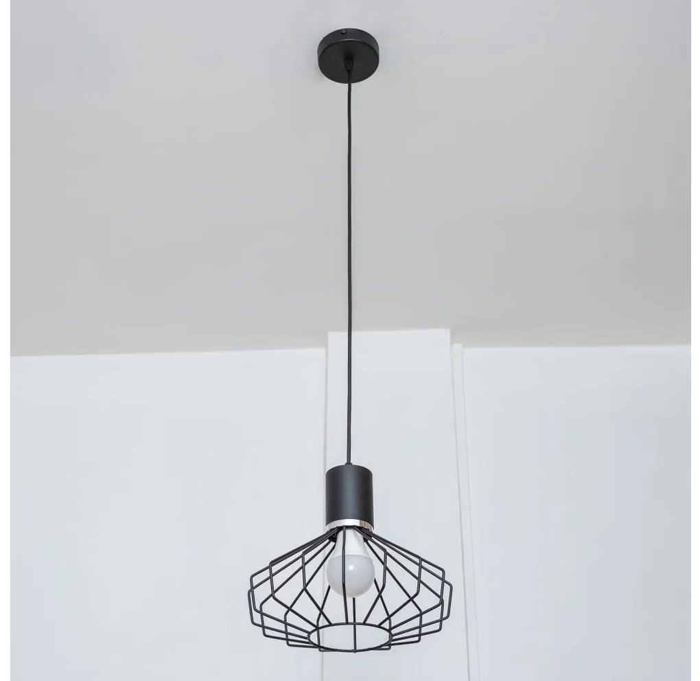 Luster na lanku SOLANO 1xE27/15W/230V čierna/lesklý chróm