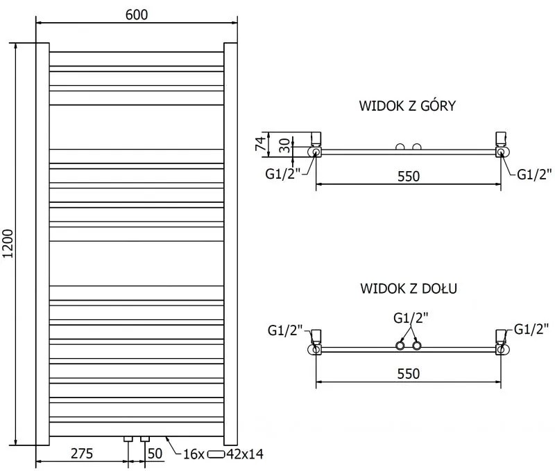 Mexen Uran, vykurovacie teleso 1200x600 mm, 485 W, zlatá lesklá, W105-1200-600-00-50