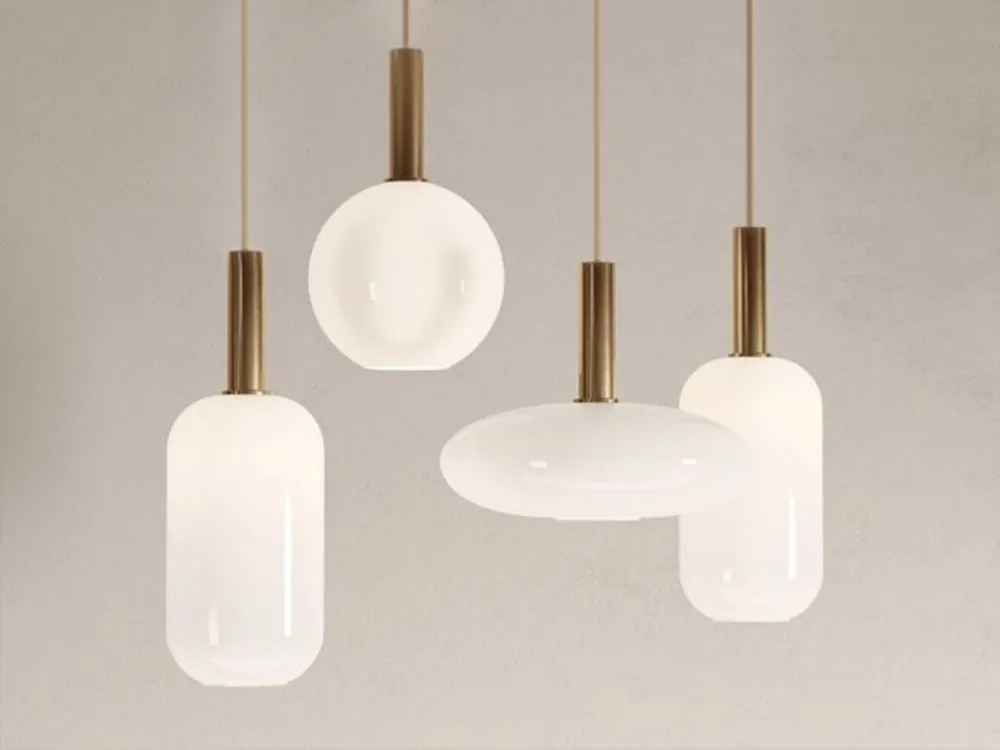 Toolight - Sklenená závesná lampa APP668-1CP, mliečne sklo, zlatá-biela, OSW-04662