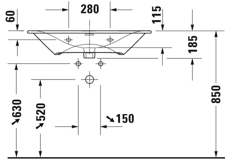 Duravit Duravit Viu - Umývadlo do nábytku 830x490 mm, biela 2344830060