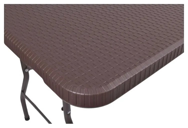 Cateringový skladací ratanový stôl 180x75x73,5 cm – hnedý