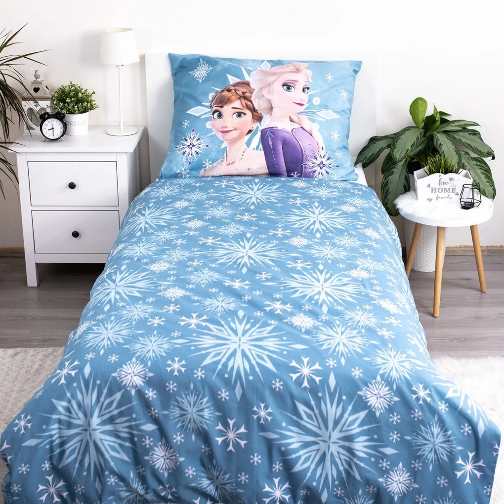 Jerry Fabrics Bavlnené obliečky 140x200 + 70x90 cm - Frozen "White snowflake"