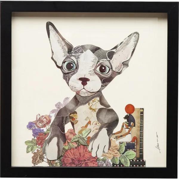 KARE DESIGN Obraz s rámom Art Flower Dog 41 × 41 cm