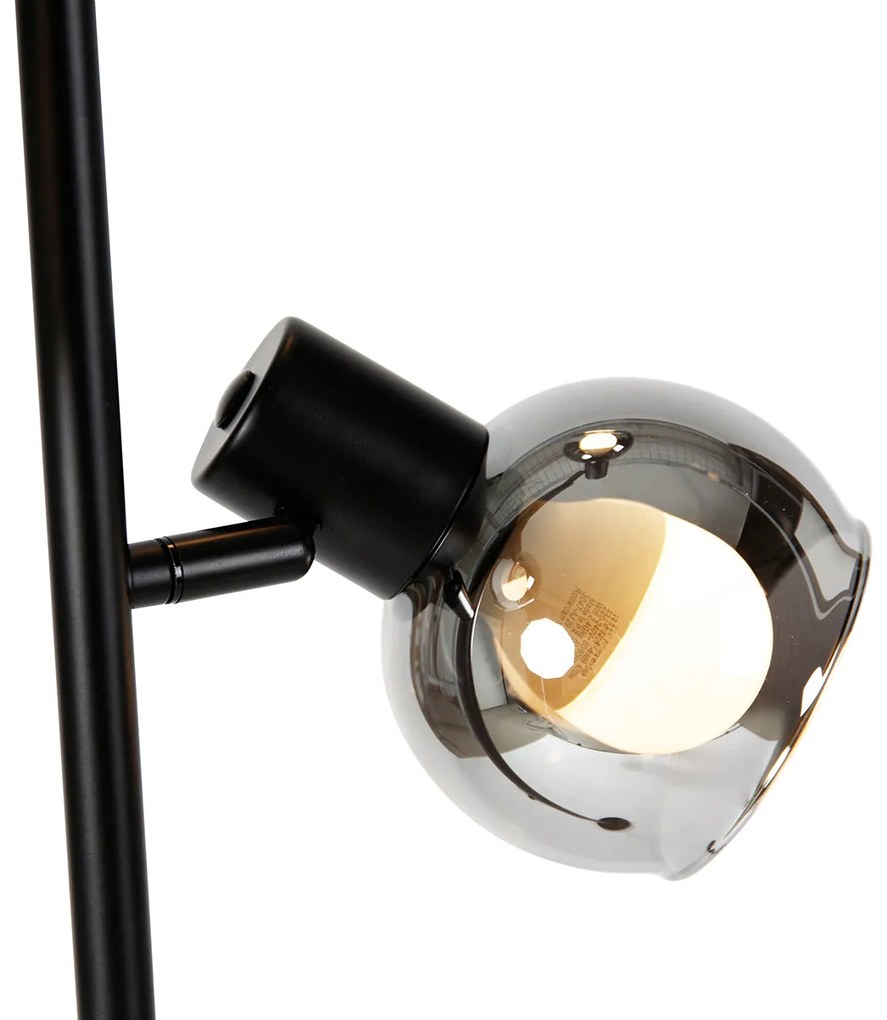 Inteligentná stojaca lampa čierna s dymovým sklom vrátane 3 Wifi P45 - Vidro