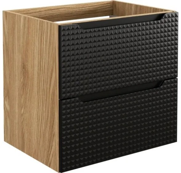 Závěsná skříňka Luxor Black SD s deskou a umyvadlem 120 cm černá/dub olejovaný