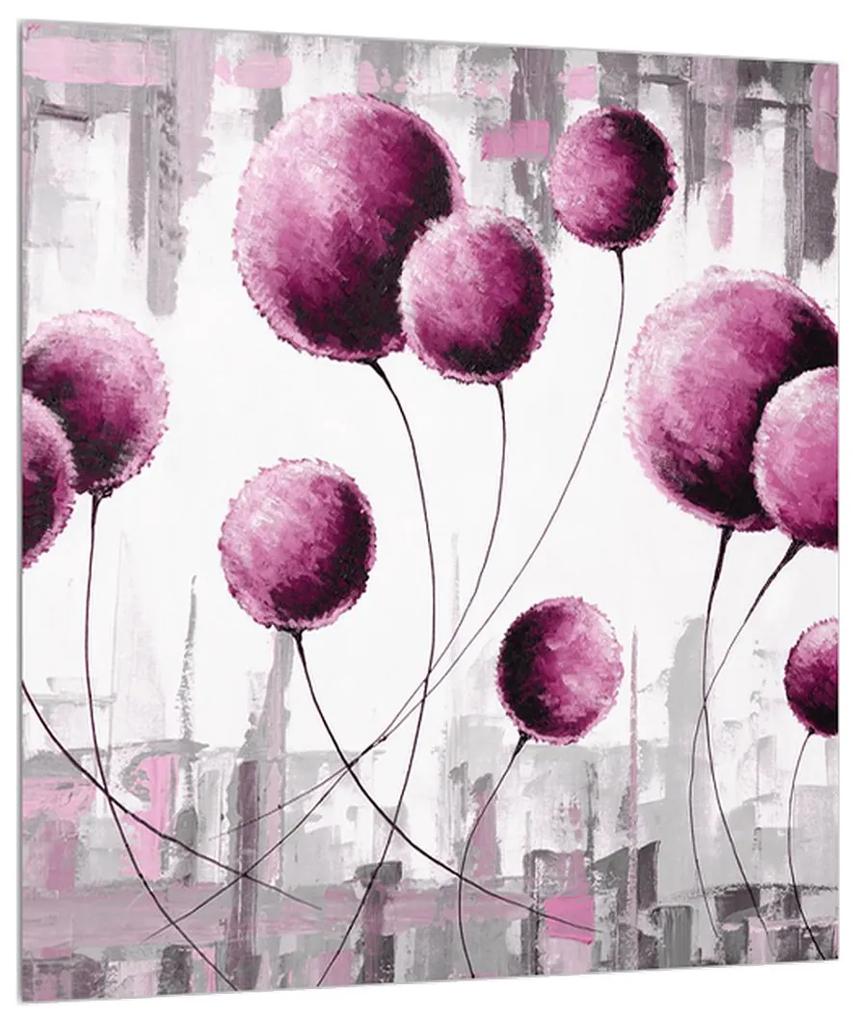 Abstraktný obraz - ružové balóniky (30x30 cm)