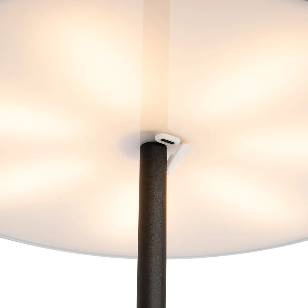 Vonkajšia stojaca lampa čierna nabíjateľná 3-stupňovo stmievateľná - Keira