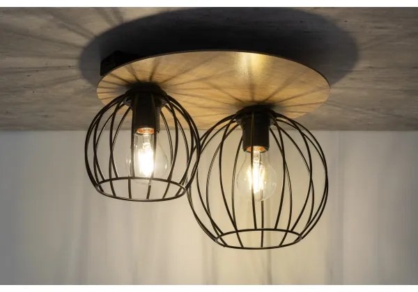 Prisadený luster CYBER 2xE27/60W/230V drevo/čierna