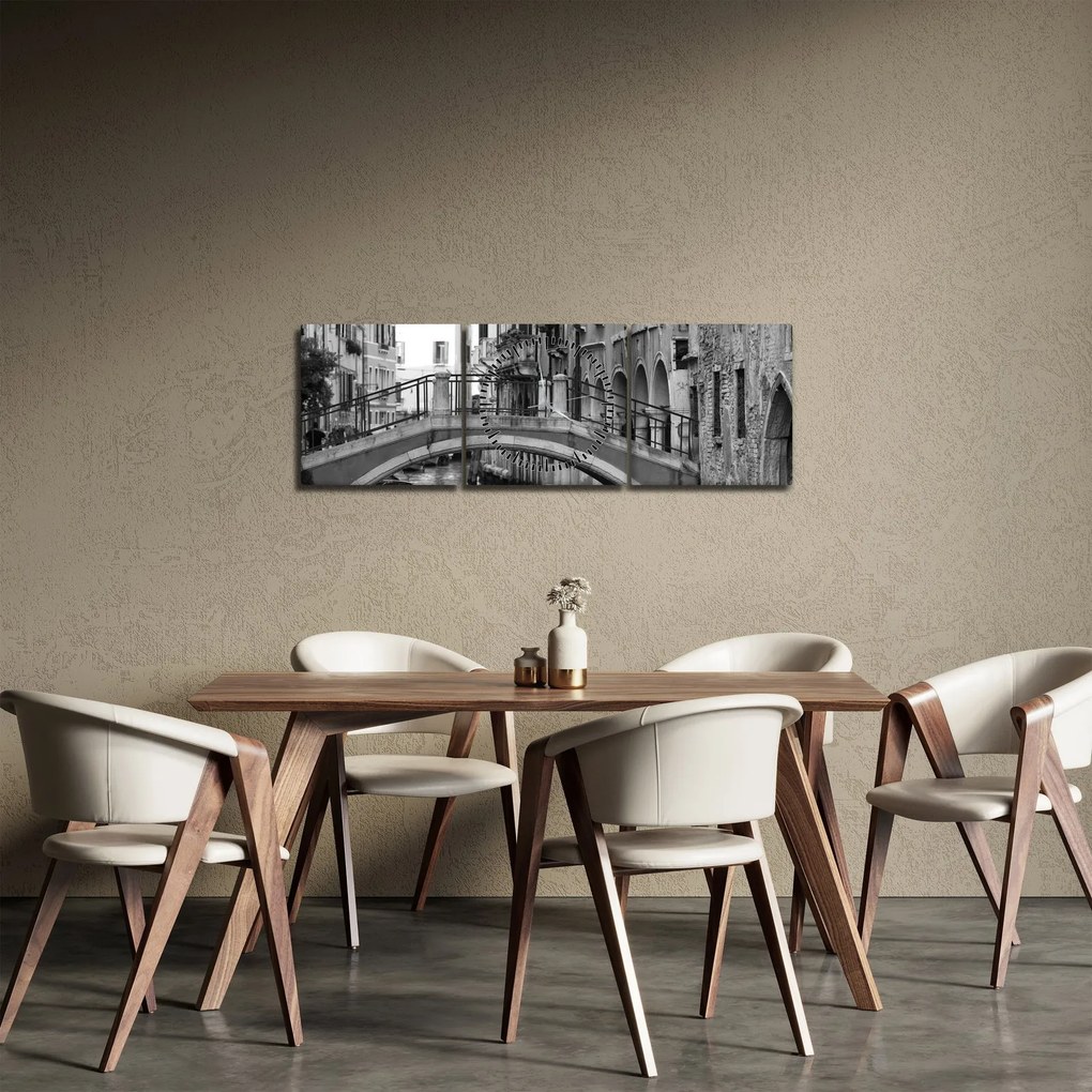 Obraz - Pohľad na Benátky (s hodinami) (90x30 cm)