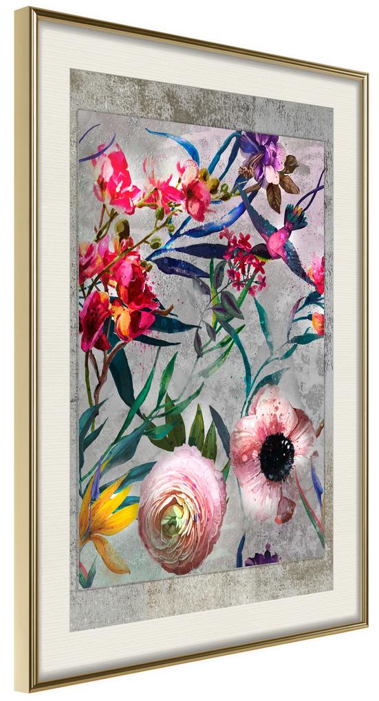Artgeist Plagát - Rustic Flowers [Poster] Veľkosť: 30x45, Verzia: Čierny rám s passe-partout