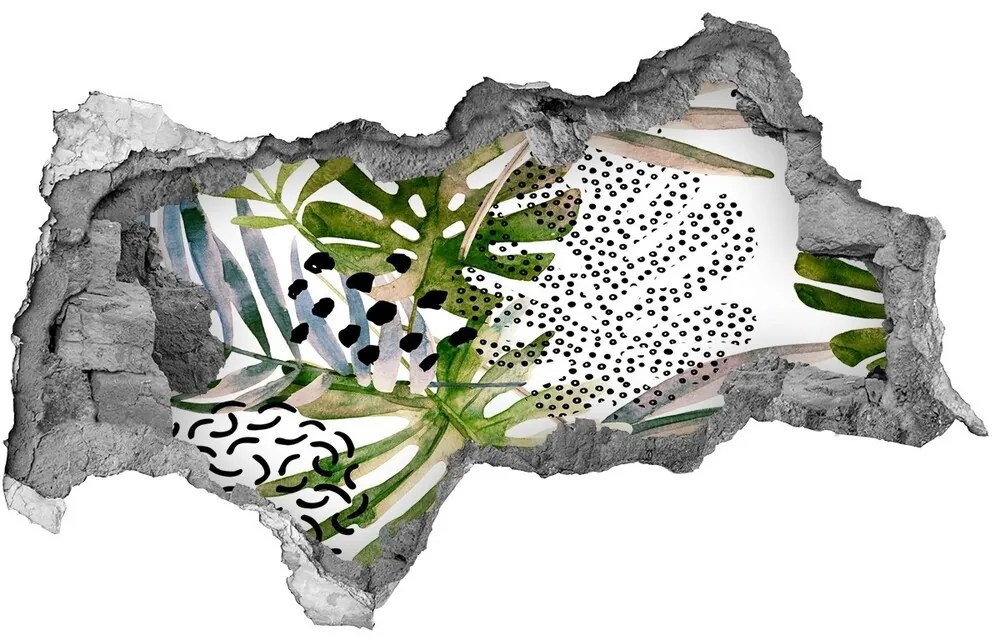 Nálepka 3D diera na stenu Tropické listy nd-b-168158819