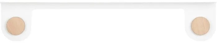 Nástenná biela polica z ocele s detailom z dubového dreva s 2 háčikmi Gazzda Hook, dĺžka 70 cm