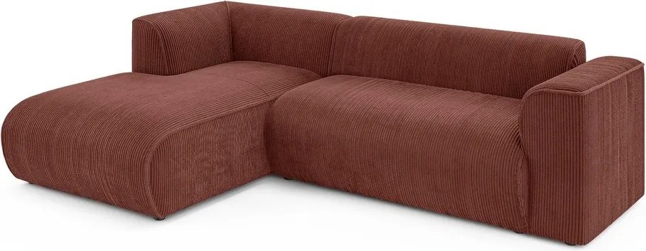 Menčestrová rohová pohovka v terakotovej farbe (ľavý roh/s leňoškou) Merid – Ropez