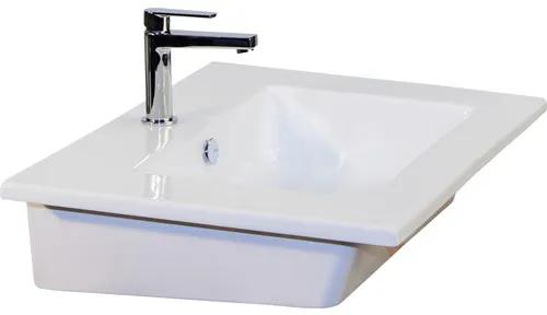 Kúpeľňový nábytkový set Pulse 70 cm s keramickým umývadlom biela vysoko lesklá a zrkadlom s LED osvetlením