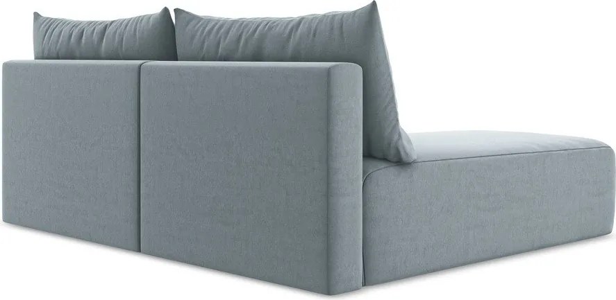 Modrá zamatová rozkladacia/s úložným priestorom rohová pohovka (ľavý roh/s leňoškou) Kalena – Makamii