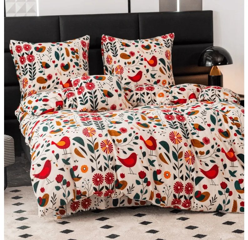 Mikroplyšové obliečky RETRO VTÁČIK farebné Rozmer obliečky: 70 x 90 cm | 140 x 200 cm