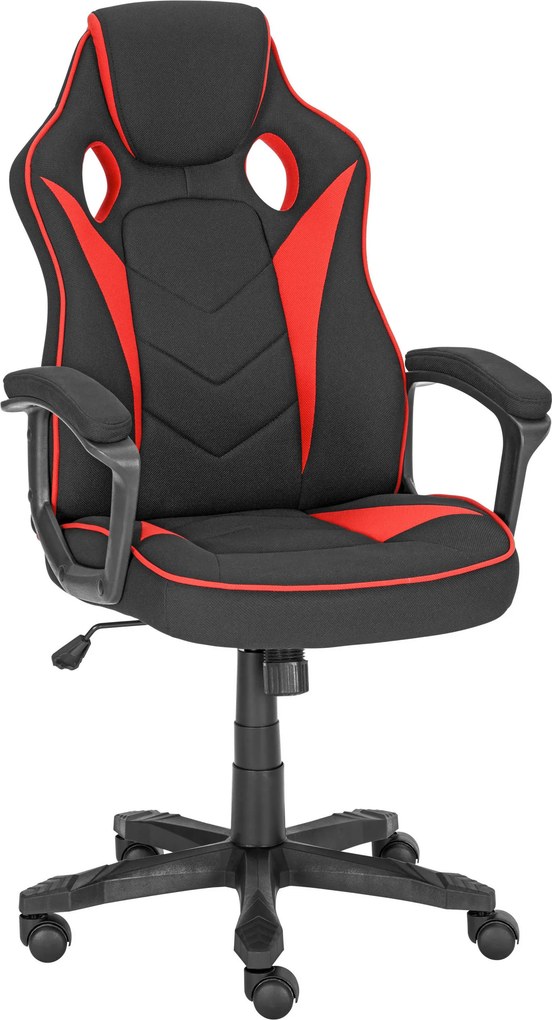 XXXLutz HERNÁ STOLIČKA, mikrovlákno, červená, čierna Xora - Kancelárske stoličky - 001884001801