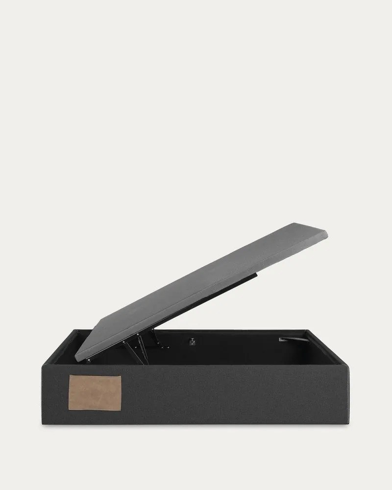 Čierna čalúnená jednolôžková posteľ s úložným priestorom 90x190 cm Matters – Kave Home