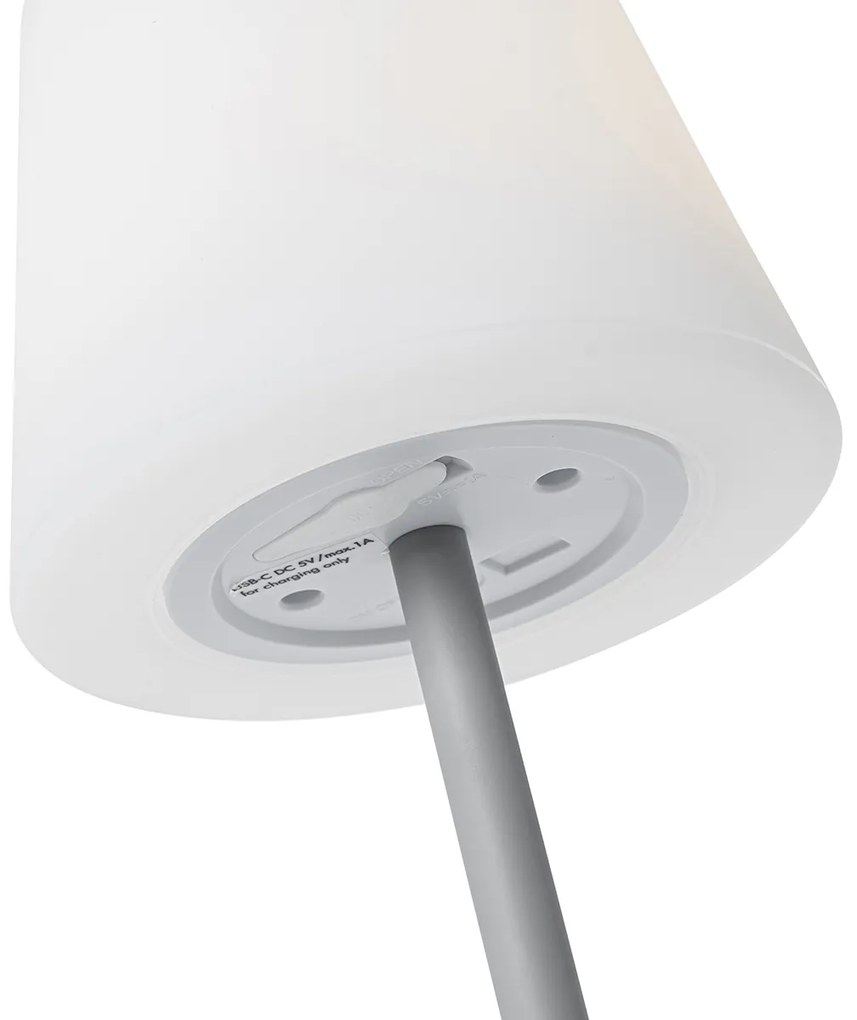 Stolná lampa sivá nabíjateľná vrátane LED a stmievača IP54 - Jude