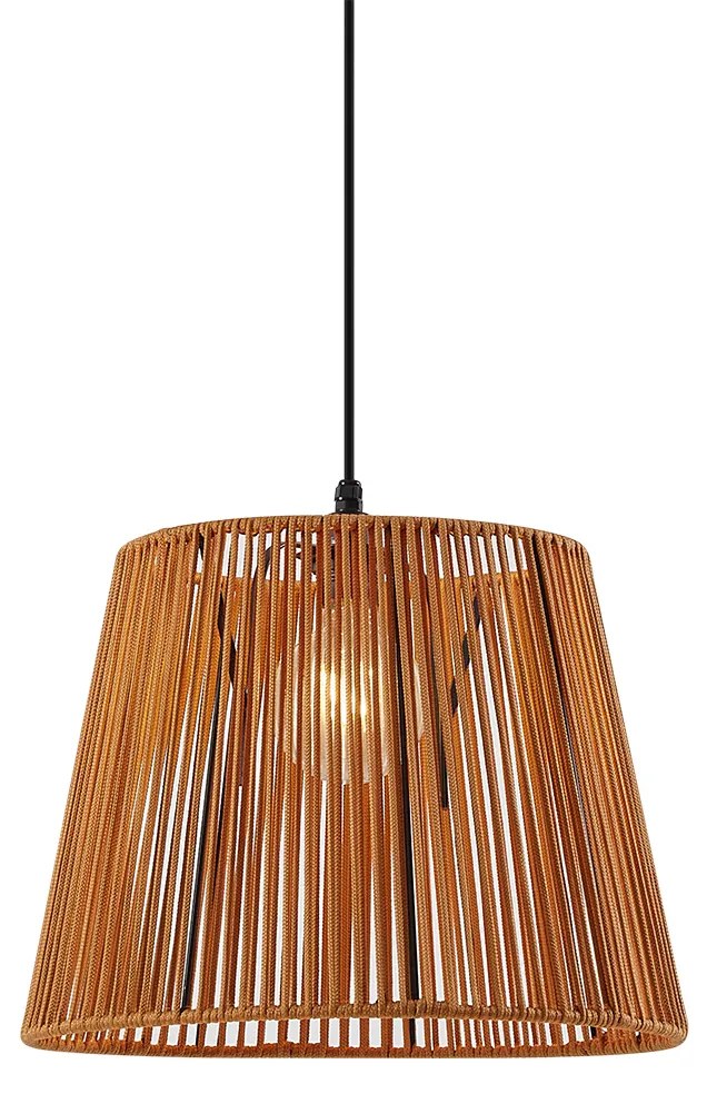 Vonkajšia závesná lampa čierna s oranžovým lanovým tienidlom IP44 - Cava Jayla