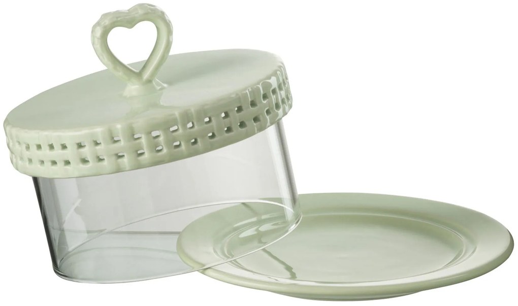 Zelený keramický servírovací podnos s poklopom Hella Pastel Green - Ø16*13 cm