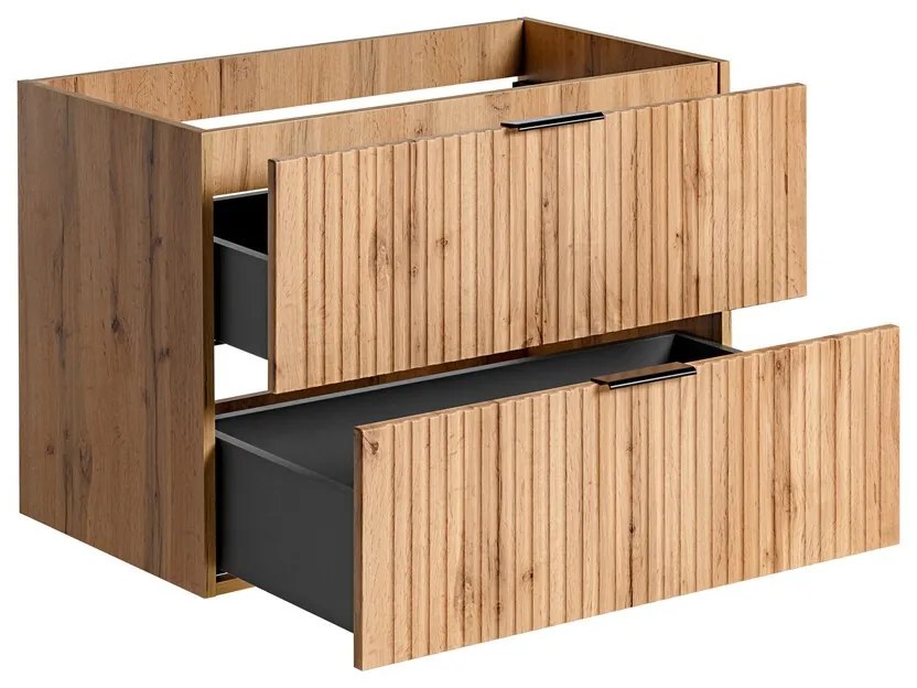 Kúpeľňová zostava Casad 80 cm so skrinkami, umývadlom a zrkadlom dub wotan