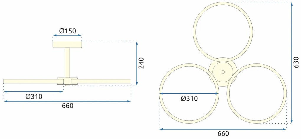 Toolight, LED stropné svietidlo + diaľkové ovládanie APP993-C, zlatá, OSW-08149