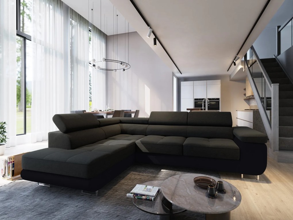 Rohová sedačka NOEL – rozkladacia, úložný priestor | Sawana 14 + Soft 11