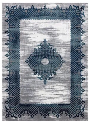 Koberec CORE W9797 Ramka, Rozeta - modrý / sivý