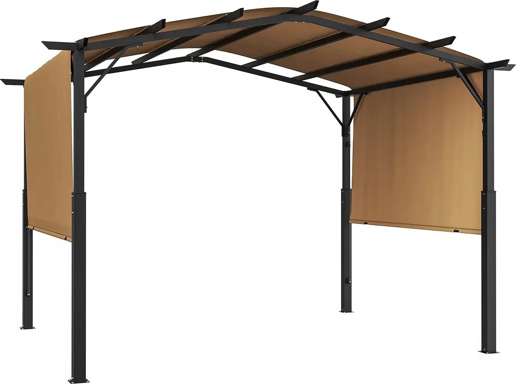 Záhradná pergola 3.05x3.05 m kovová s markízou, rozkladacia terasa, záhrada