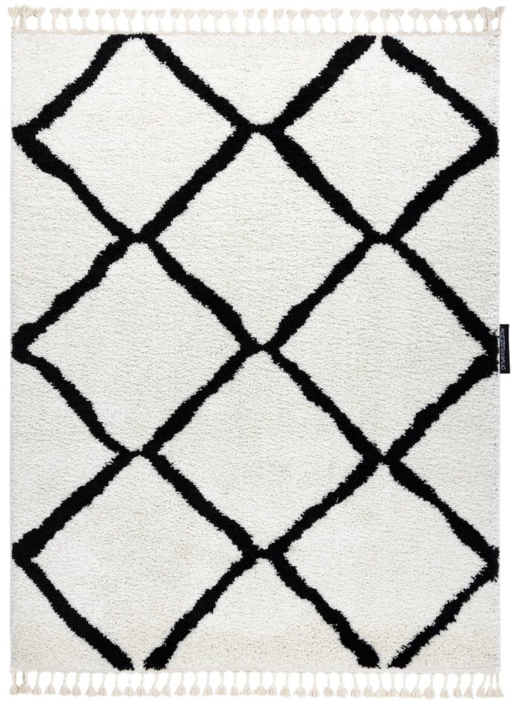 Behúň BERBER CROSS, biely, strapce