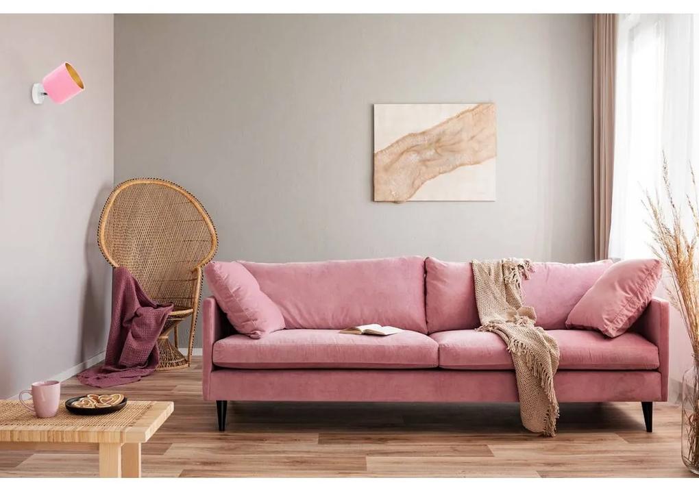 Bodové svietidlo Mediolan, 1x ružové/zlaté textilné tienidlo, (výber z 2 farieb konštrukcie - možnosť polohovania)